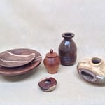 Handcrafted ceramic art and wood turnings from the Frame Cellar gift shop